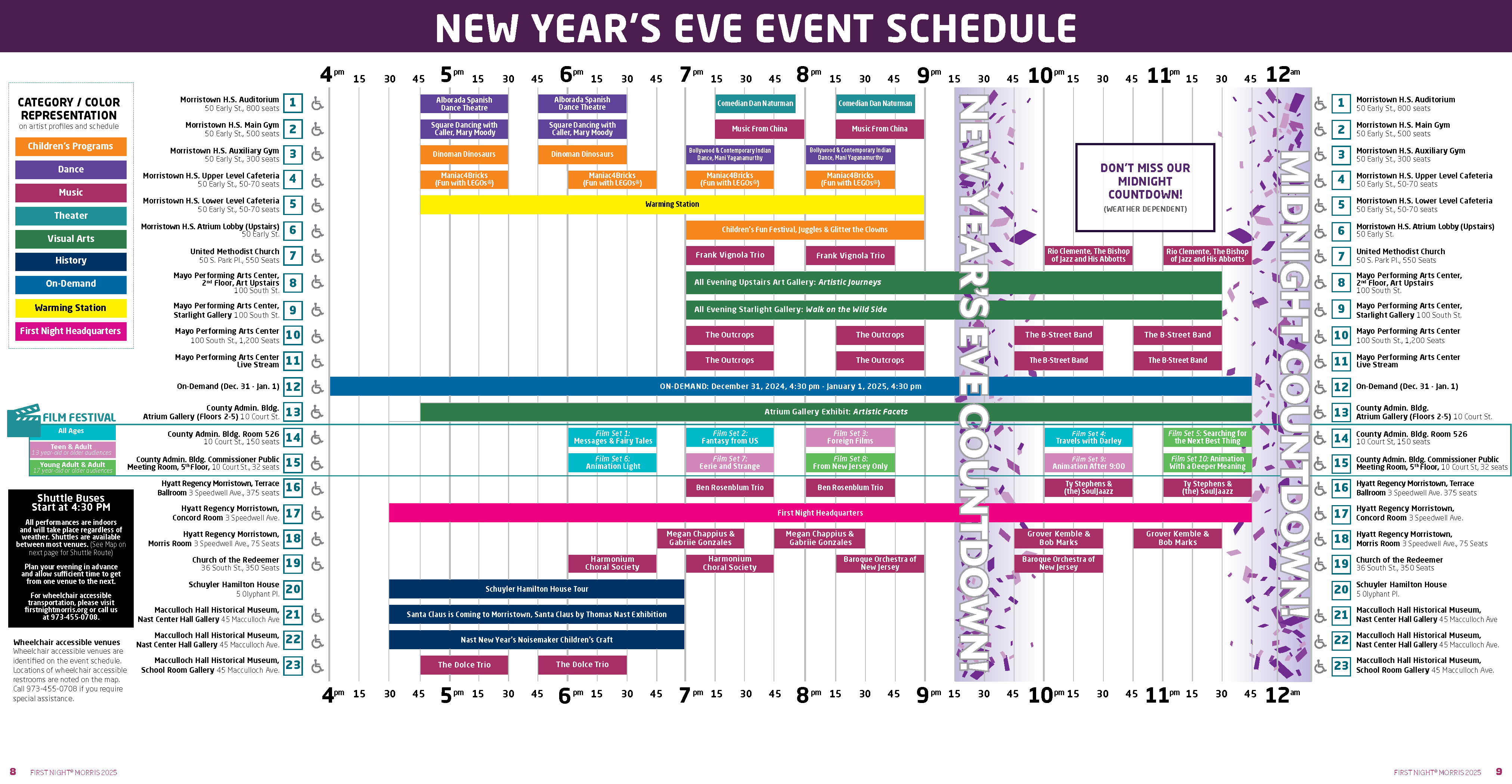 First Night Morris County 2025 Schedule 12-31-24