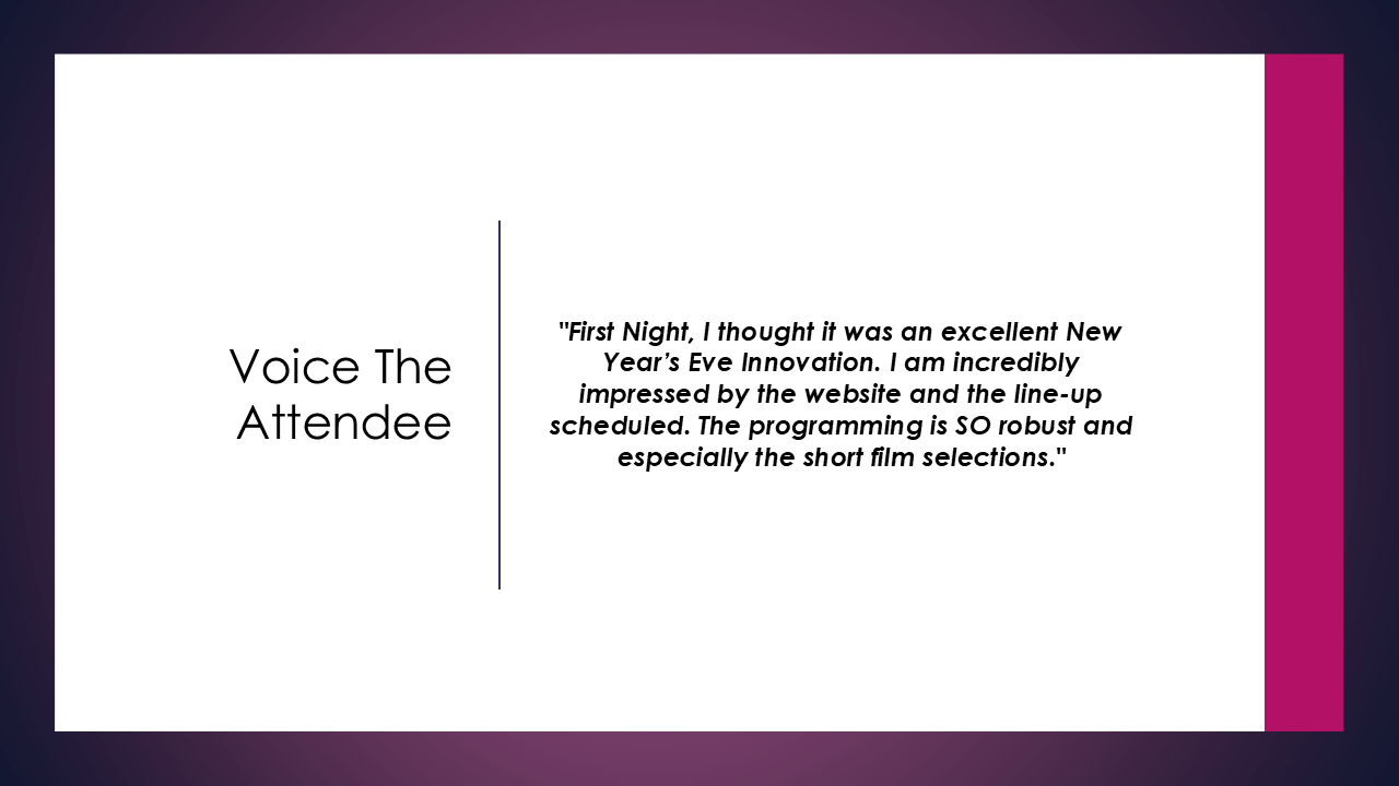 Sponsor First Night Morris County, Voice of Attendee