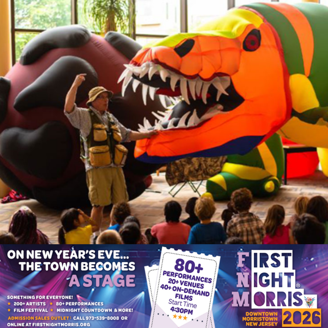 Dinoman Performing at First Night Morris County, December 31, 2025